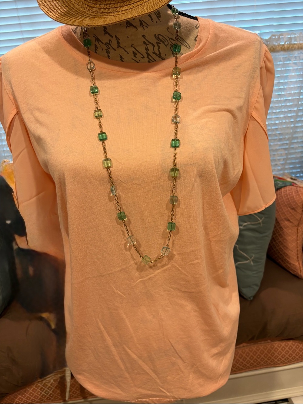 MICHAEL KORS SOFT PEACH TULIP SLEEVE TEE